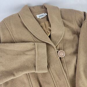 Vintage Jo Hardin Tan Wool Coat Jacket Size 6 Made In‎ USA Neutral  *READ*